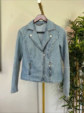 Kate & Mallory Light Blue Denim Moto Jacket XS
